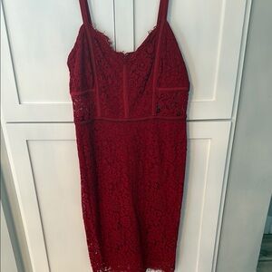 Express Red Lace Midi Dress